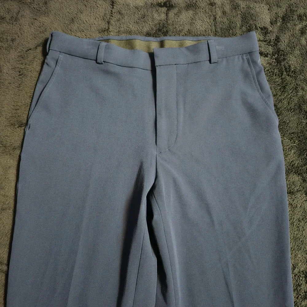 George Pants Mens 32X32 Blue Wrinkle Resistant Flat Front Straight Leg Office